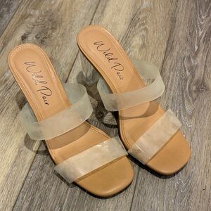 Wild Pair Tan and Clear Heeled Sandals - 7.5